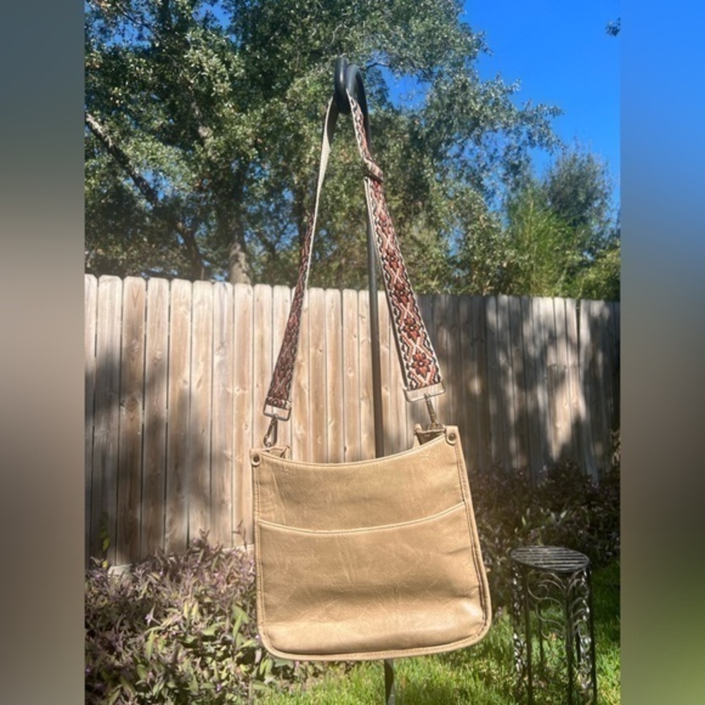 Vegan Leather Crossbody w/ Guitar Style Strap